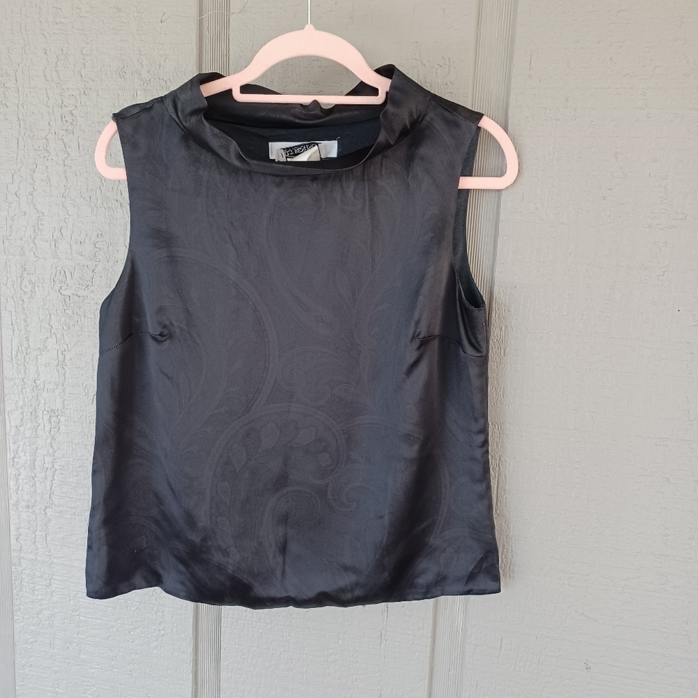 Max Mara Vintage Paisley Print Top 10 Women Quiet Luxury Sleeveless In Black